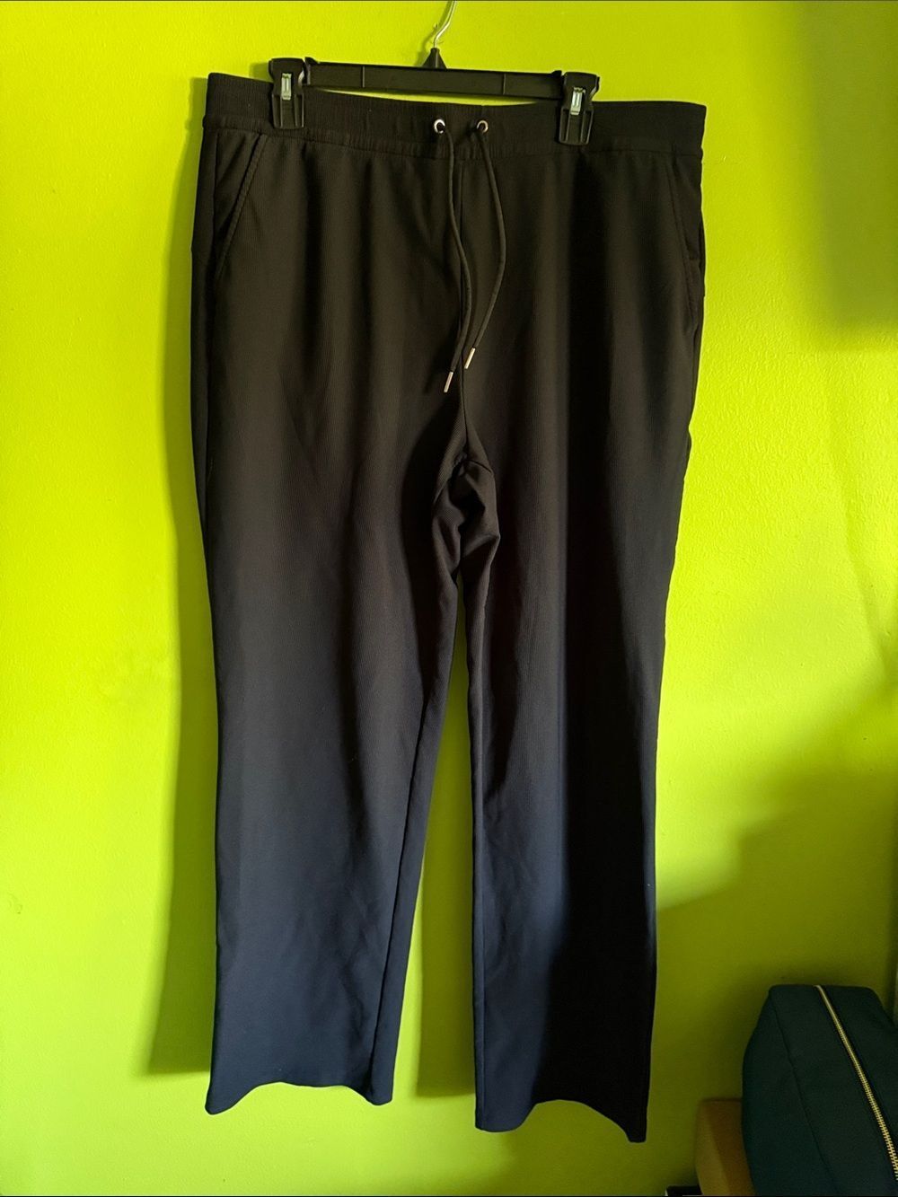 Sketchers Black Ribbed Stretch Wide Leg Walking Hiking Active Pants Size XL